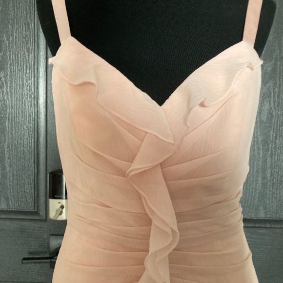 WHITE FOR VERA WANG Blush Pink  Chiffon Ruffle Dress - Picture 4 of 6